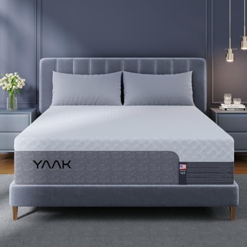 Image of Yaak 12 Inch Twin Memory Foam Mattress, Cooling Gel Made in USA, White | Medium firm, back pain relief, motion isolation, breathable, CertiPUR-US, Oeko-Tex, fiberglass free