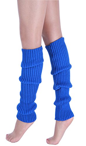 CHUNG Adult Women Juniors Knitted Leg Warmers Neon Party Accessory Blue