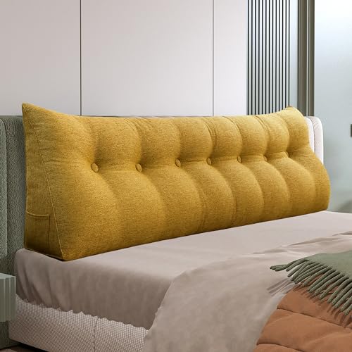 Daneey Headboard Wedge Pillow Bed Wedge Pillow for Headboard Bolster Reading Pillow for Bed Back Pillow for Sitting in Bed Wedge Pillow Headboard with Removable Cover (Blue, King)