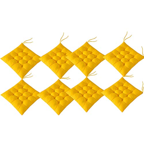 AIITLLYNA Cojín Decorativo de Asiento para Silla de Jardín,Set de 8 Cojines,Cojines para Silla de 40 x 40 cm,para Terraza Exterior, Cocina o Comedor (Amarillo) Cover
