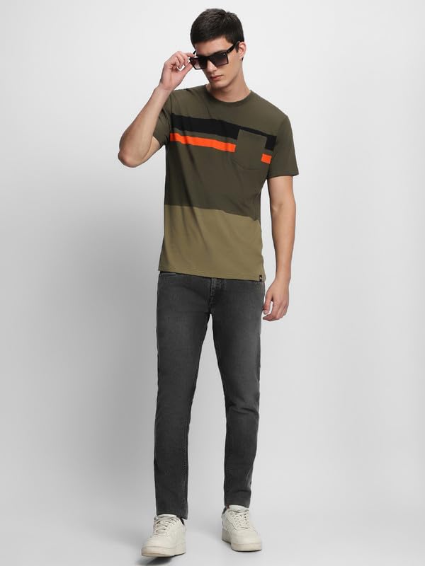 Image of Dennis Lingo Men's Cotton Round Neck Tshirt, Slim Fit Half Sleeves