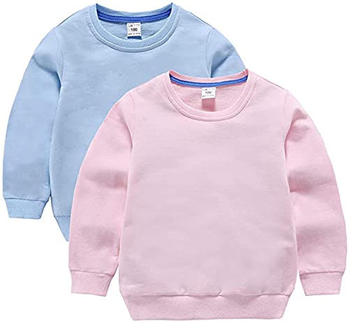 Image of HAXICO Unisex Kids Solid Cotton Thin Pullover Sweatshirt T-Shirt Toddler Baby Crewneck Long Sleeve Tshirts Tops Blouse