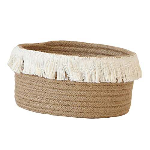 Cabilock Misceláneas Macramé Estilo Comida Sala De Estar Escritorio Borla Decorativa Cesta Con Almacenamiento En El Hogar Joyería Tanque Tamaño Norte Tejido Baño Grande Europa L Baño