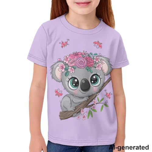 Image of Novelty 3D Graphic T Shirts for Kids Crew Neck Funny Animal Print Short Sleeve Girls Tshirts 3-16 Years