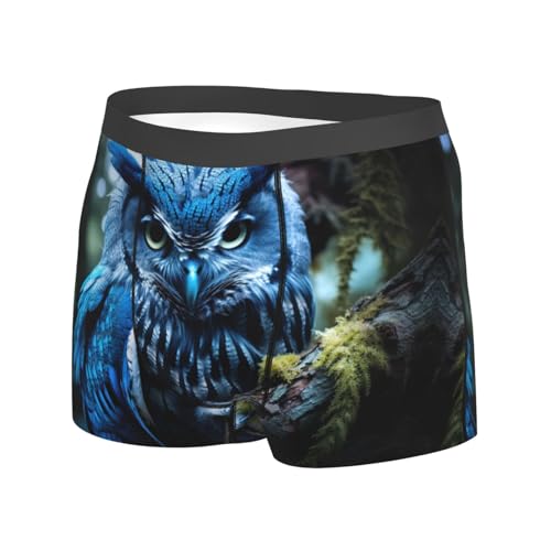 Blue Owl print Mens Underwear Boxer Briefs Breathable Soft Moisture Wicking with Fly Underwear for Men2
