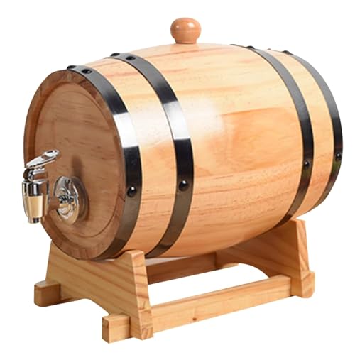 Hbbgdiy Barril de Vino Barril de Whisky de Roble de 3 litros con Grifo y Soporte de envejecimiento de Madera para Whisky, Cerveza, Almacenamiento de licores, decoración de cafetería, exhibición d