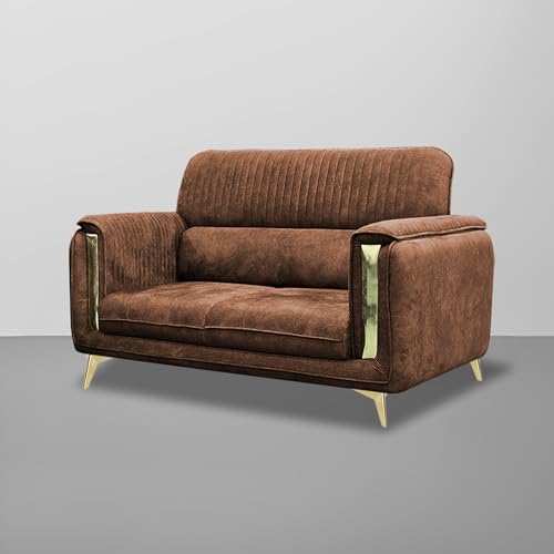 Image of Casaliving Gelio 3+2 Seater Sofa Set for Living Room (Brown Colour) Premium Fabric Sofa