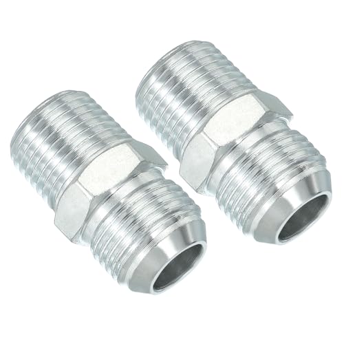 Image of PATIKIL Pipe Adapter Connector 7 /8 inch Male 74 Flare JIC x 1 /2 inch Male R Pipe Fitting 2 Pcs Oil Feed Restrictor Fitting Hydraulic Connector for Oil Steam Water Pipelines System