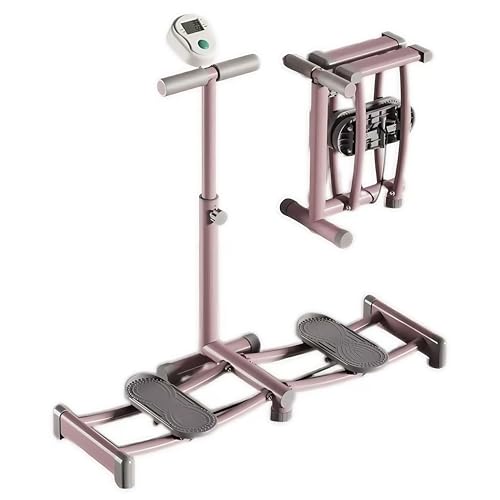 レッグスライダー レッグトレーニング 内転筋 骨盤底筋 減量器具 内転筋トレーニング 折りたたみ式 スキーシミュレーター エクササイズ器具 高さ調節可能 太ももトレーナー 有酸素運動 自宅やジムでの使用 (ピンク+肘掛け+計数機)