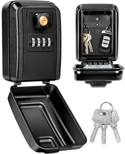 TEUEN Boite a Clefs Securisee Exterieur, Grand Boite à clés sécurisée Etanche à l'eau et à la Rouille,Porte Clef Mural avec Code à 4 Chiffres pour la...