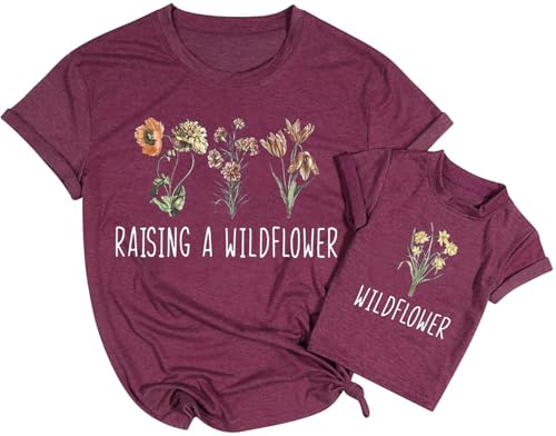 Image of Mama and Mini Sunflower Tshirt Mommy and Me Matching Tees Tops Mother and Daughter Gift Shirts Summer Sunshine Shirt