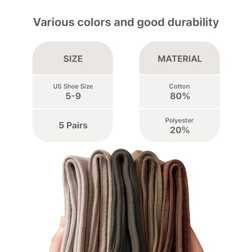 HOMSSEM Ribbed Socks Women Cozy Socks – 5 Pair Cute Womens Crew Socks3
