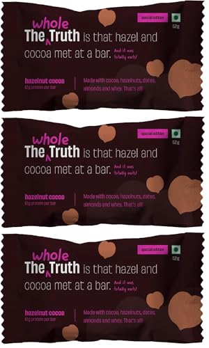 Image of The Whole Truth - Hazelnut Cocoa Protein Bar with 12g Protein (Pack of 18) - No Added Sugar - No Added Flavour - No Preservatives - All Natural