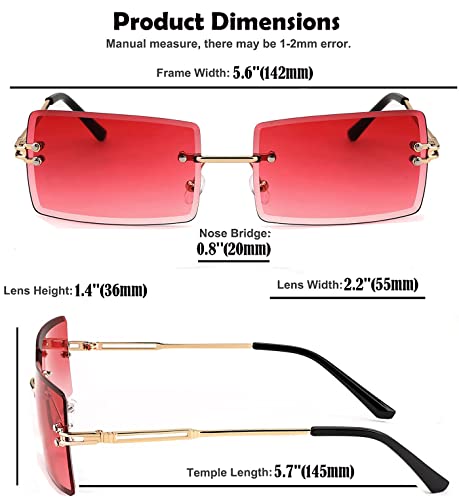 Image of Rectangle Sunglasses for Women Men Fashion Retro Rimless Frameless Tinted Lens Sun Glasses Shades 2026 Stylish