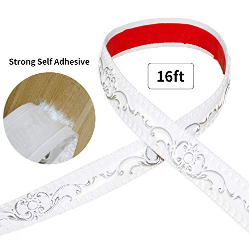 Neatiease Flexible Molding Trim Wall Trim Self Adhesive, 16.4 Feet Peel And Stick Crown Molding Ceiling Molding For Mirror Edge, Wall Edge, Home Decor (Silver) #TOP7