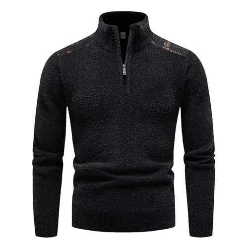 Men's Business Casual Knitwear Sweater Winter Thicker Warm Half Zipper Standing Neck Pullover Sweaters