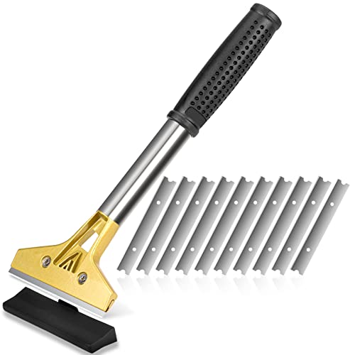 4 inch Razor Blade Scraper Tool with 10PCS Extra Metal Blades for Cleaning Paint, Stickers, Adhesive, Caulk, Cement, Decals, Labels, from Floor, Glass, Window by UnikPoint
