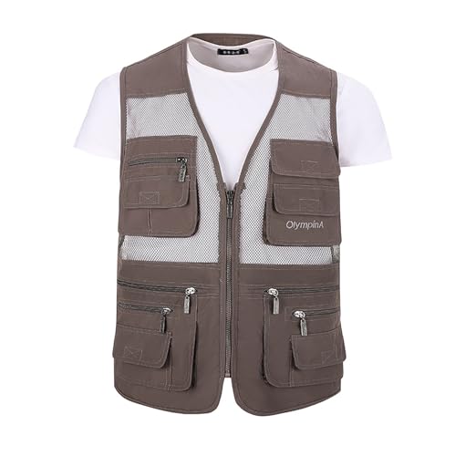 Image of Hbufnha Mens Mesh Lightweight Vest Outdoor Work Fishing Hunting Extra Pockets Vest