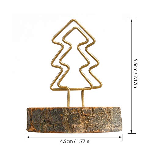 Amytalk 12Packs Wood Place Card Holders with Evergreen Tree Wire and 20Pcs Kraft Place Cards, Wooden Table Memo Photo Picture Number Sign Stands Holder for Party Wedding Anniversary Table Decoration - Thumbnail 3