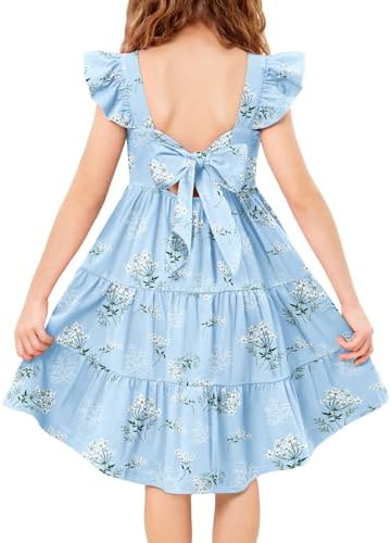 Arshiner Toddler Dress Little Girls Summer Cotton Backless High L...