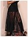 Verdusa Women's Plus Size Lace Mesh Sheer Maxi Skirt Flowy Flared High Waisted Tulle Skirts Black XX-Large Plus