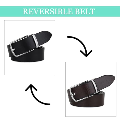 Image of HAYES LONDON Belts for Men Leather Original - Belt for Men Formal with Classic Design, Durable and Italian Reversible Men Belts for All Occasions