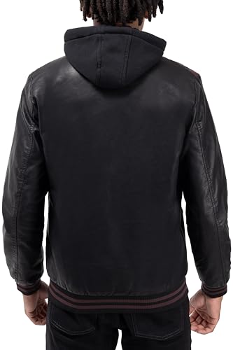 Image of X-Ray Men's Slim Fit Faux-Leather Moto Jacket with Removable Hood