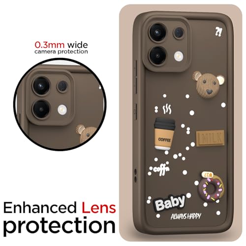 Image of Pikkme Back Cover for Oppo K13 5G | 3D Bear Silicone Cute & Fun Coffee Cartoon | Full Body Protection Bumper Case (Brown)