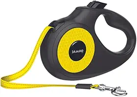 JAMBO PET Guia Retratil Para Cachorro, Friend 5m 25kg - Feito de Aço inox e plástico, Fita Brilha no Escuro - Média