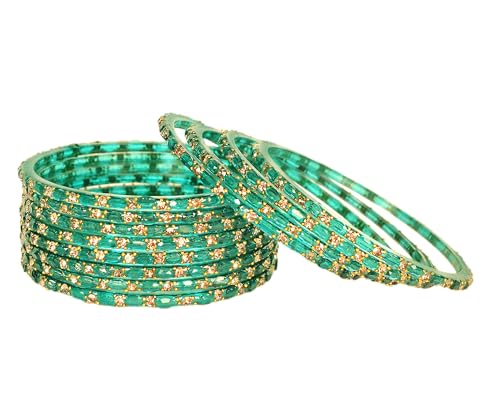 Image of Swara Creations Glass Bangles set for Women | Zirconwork Golden Raindrops Bangles Collection | Ethnic, Festive & Special Occassions(12Pcs)(SKU287)