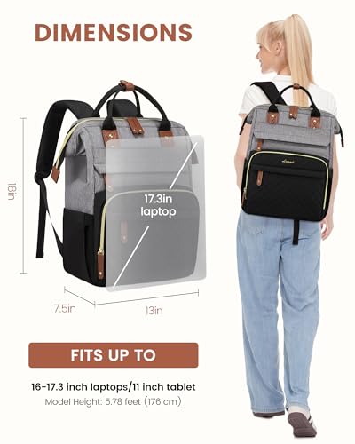 Image of LOVEVOOK Laptop Backpack for Women, 17.3'' Waterproof Nurse Bag Teacher Work Backpack Purse for Women, Travel Computer Backpack for College Office Business Ladies