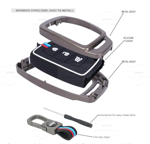 Image of AUTO THRILL Premium Metal Silicon Key Cover Compatible with Hyundai i20, Creta, Venue, Tucson, Alcazar, Verna, Xcent, Aura, Elantra 3 Button Smart Key Special Feature Visibilitye in low-ligh Condition