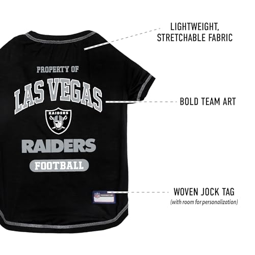 Image of NFL Raiders Dog T-Shirt Medium. - Licensed Shirt for Pets Team Colored with Team Logos- Premium Stretchable Materials for the Comfort of Your Dog & Cat