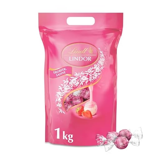 Lindt LINDOR Erdbeer-Sahne-Schokoladenkugeln (ca. 80 Kugeln) 1 kg