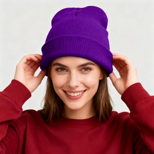 Image of ZOORON Beanie for Men Women Warm Winter Hat Unisex Soft Knit Cuffed Beanie