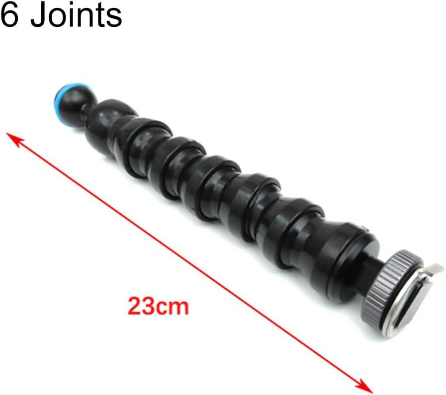Flexible Underwater Camera Light Arm SS316 PP Silica Gel with Ball Head and Hot Shoe Connector for Diving Photography, 4 Joints