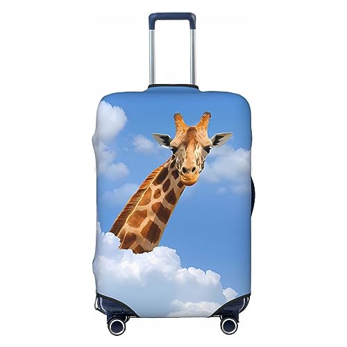 Spandex Travel Luggage Cover,Double-Sided Printed Abstract Funny Giraffe Above Clouds Elastic Washable Stretch Suitcase Protector Anti-Scratch Suitcase Cover Fits 18-32 Inch Luggage For Kid And Adult,M (For 22-24 Inch Luggage)