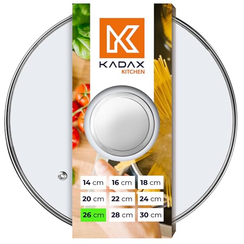 KADAX Couvercle en verre Ø 26 cm pour casseroles et poêles, avec trou vapeur intégré et poignée argentée, pour la cuisson au quotidien et surveiller la cuisson sans interrompre le processus