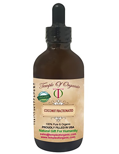 Organic Coconut Fractionated Oil 4 oz 100% Pure Extra Virgin Do Not Solidify At Room Temp.Pharmaceutical Top Grade A Face Body Moisturizes Damaged Hair By Temple Of Organic