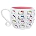 Silver Buffalo Sanrio Hello Kitty Faces and Bows Pattern Round Body Loop Handle Ceramic Mug, 15.9 Ounces