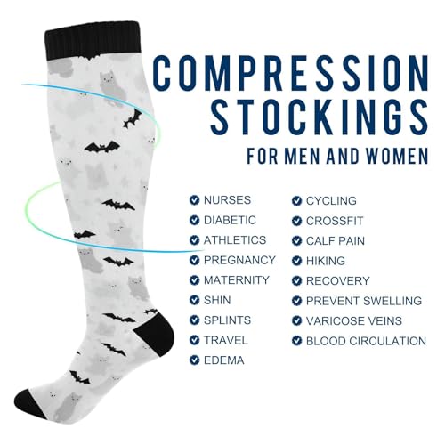 Image of SHJI Compression Socks for Women Sock Men Knee High Stockings for Running Athletic Hiking Cycling