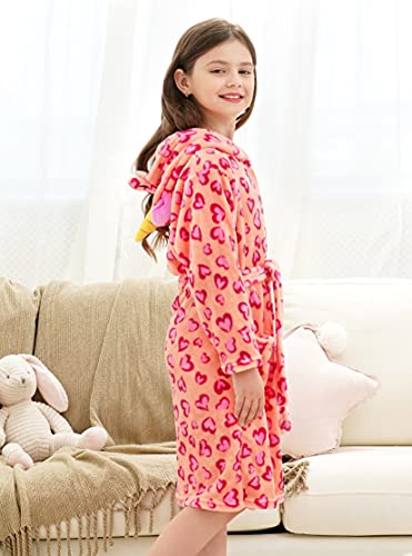 Doctor Unicorn Soft Unicorn Hooded Bathrobe Sleepwear - Unicorn Gifts For Girls (Pink Hearts, 6-7 Years) #TOP2