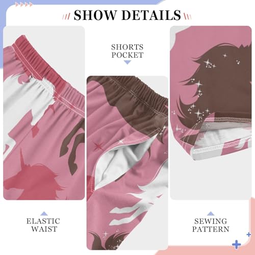 Pink Unicorn Boys Pants Boys Athletic Pants Long Pant for Boywith Pockets Wide-Leg Size 6-14Y4