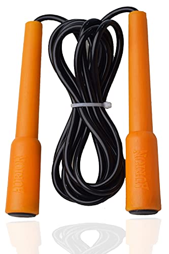 Aurion Skipping Rope (Black and Orange, Pack of 1) | Men and Women Jumping | Rope Speed Skipping Rope for Kids | Adjustable Pvc Jump Rope | Unisex Gym Essential | Easy-Grip Handle | Long-Lasting