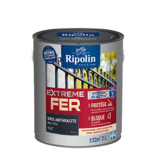 RIPOLIN - Peinture pour Fer Extérieur - Glycéro Antirouille - Sous-couche intégrée -...