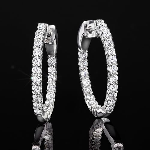 Ross-Simons 1.00 ct. t.w. Lab-Grown Diamond Inside-Outside Hoop Earrings in Sterling Silver3