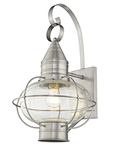 Livex 26904-91 Transitional One Light Outdoor Wall Lantern from Newburyport Collection in Pwt, Nckl, B/S, Slvr. Finish, Brushed Nickel