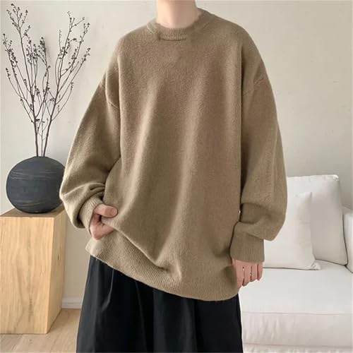 Men's Casual Solid Color Knitted Sweater Korean Fashion Cewneck Pullovers3