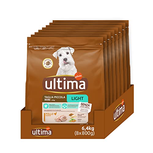 Ultima Taglia Piccola Light In Fat Pollo - Crocchette per cani - Confezione da 8 x 800g - Totale 6,4kg