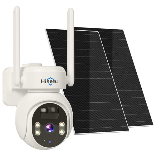 Hiseeu Solar Powered Security Camera, 24/7 Recording, 4MP...